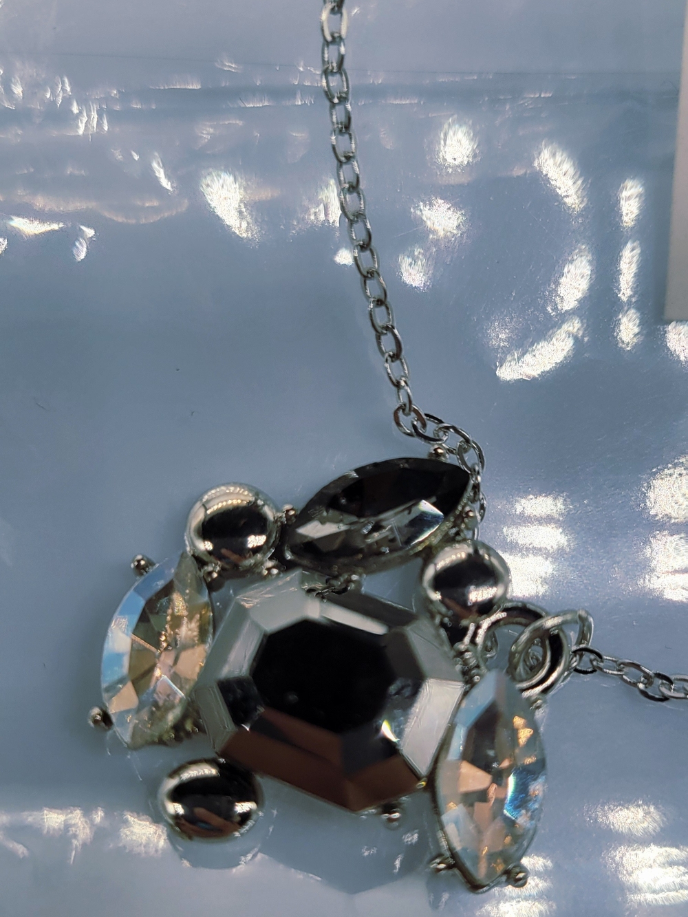 Paparazzi Prismatic Projection Silver Necklace - Clear Crystal Pendant